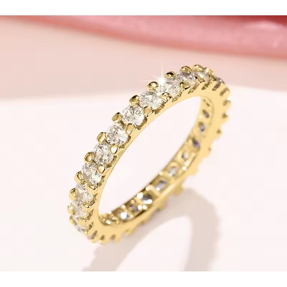 25k  over silver Eternity Band Ring Cubic‎ Zirconia Wedding Band Stackable